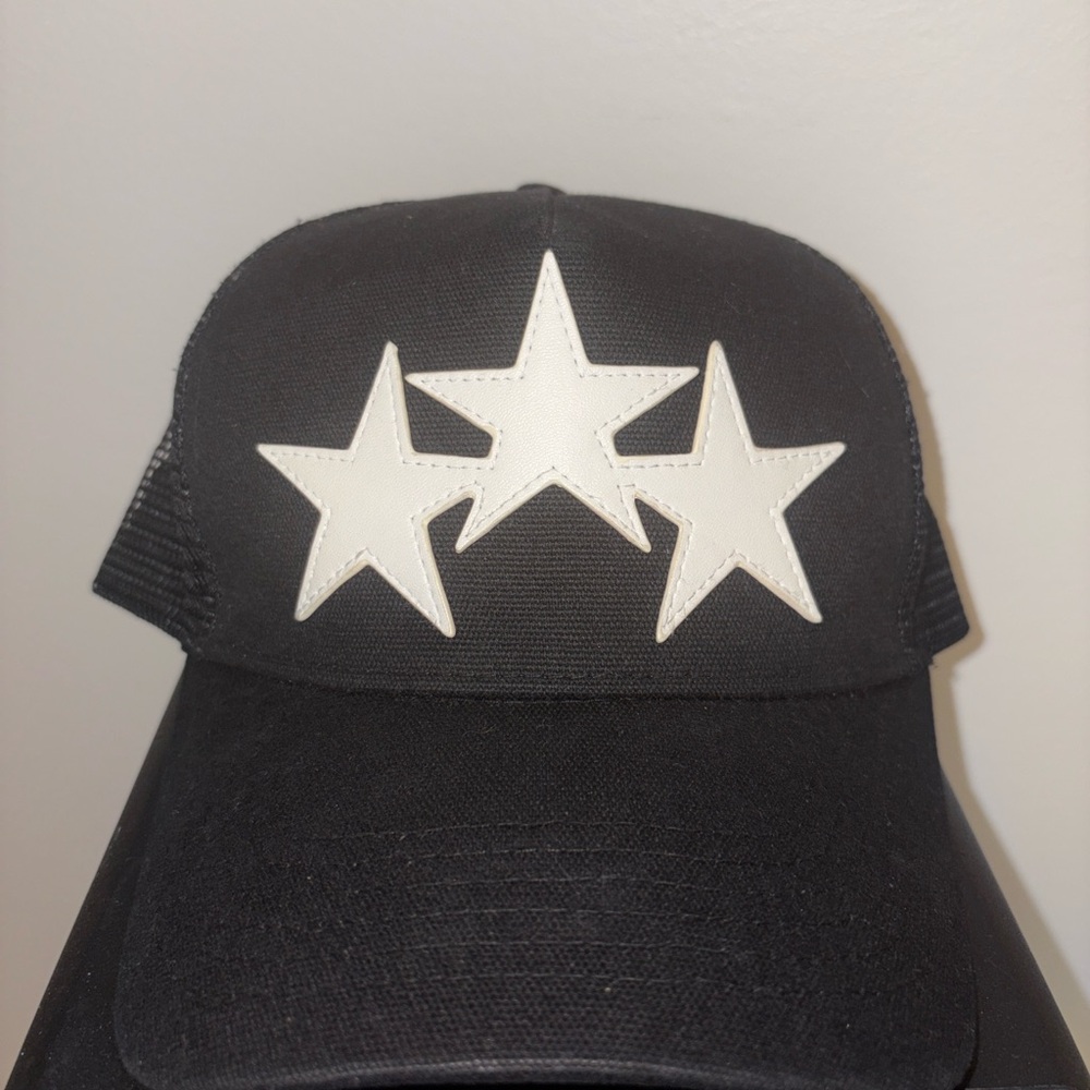AMIRI Black & White 3 Star Trucker Hat
